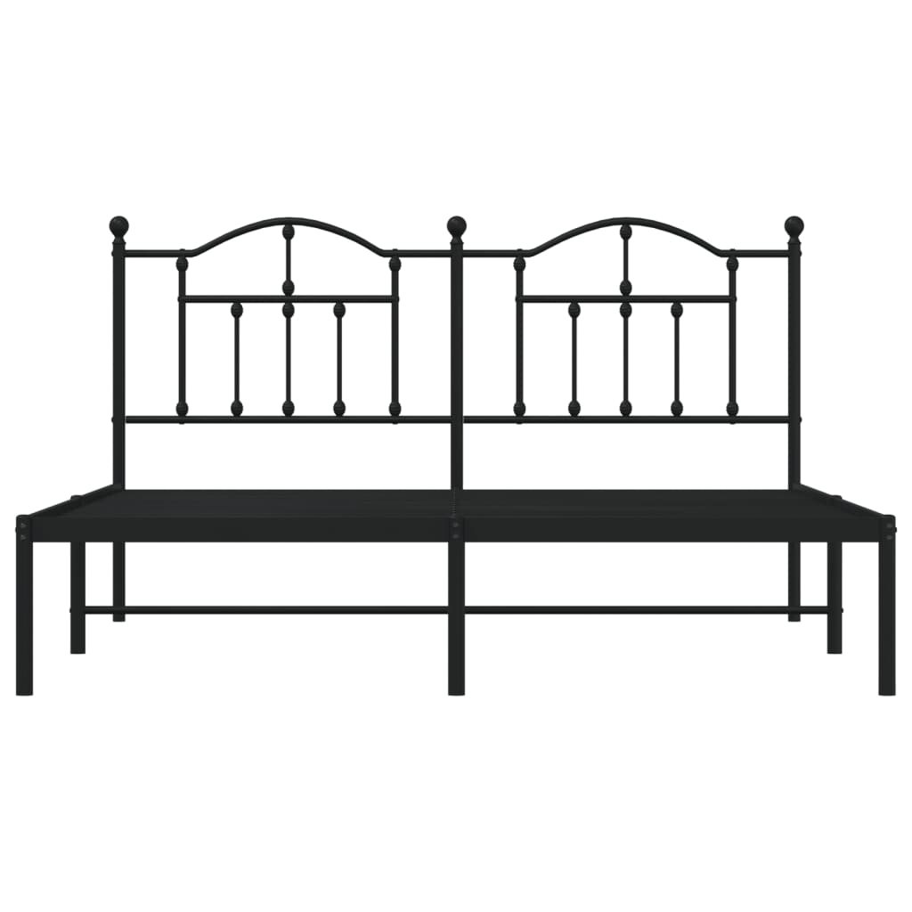 Black metal bed frame with a classic arched headboard and footboard king size