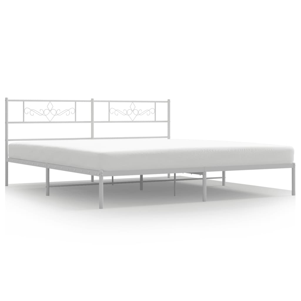 Metal bed frame with ornate headboard and slatted base  cm length