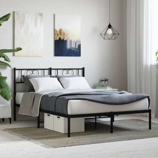 Bronze metal bed frame with heart headboard detail queen size