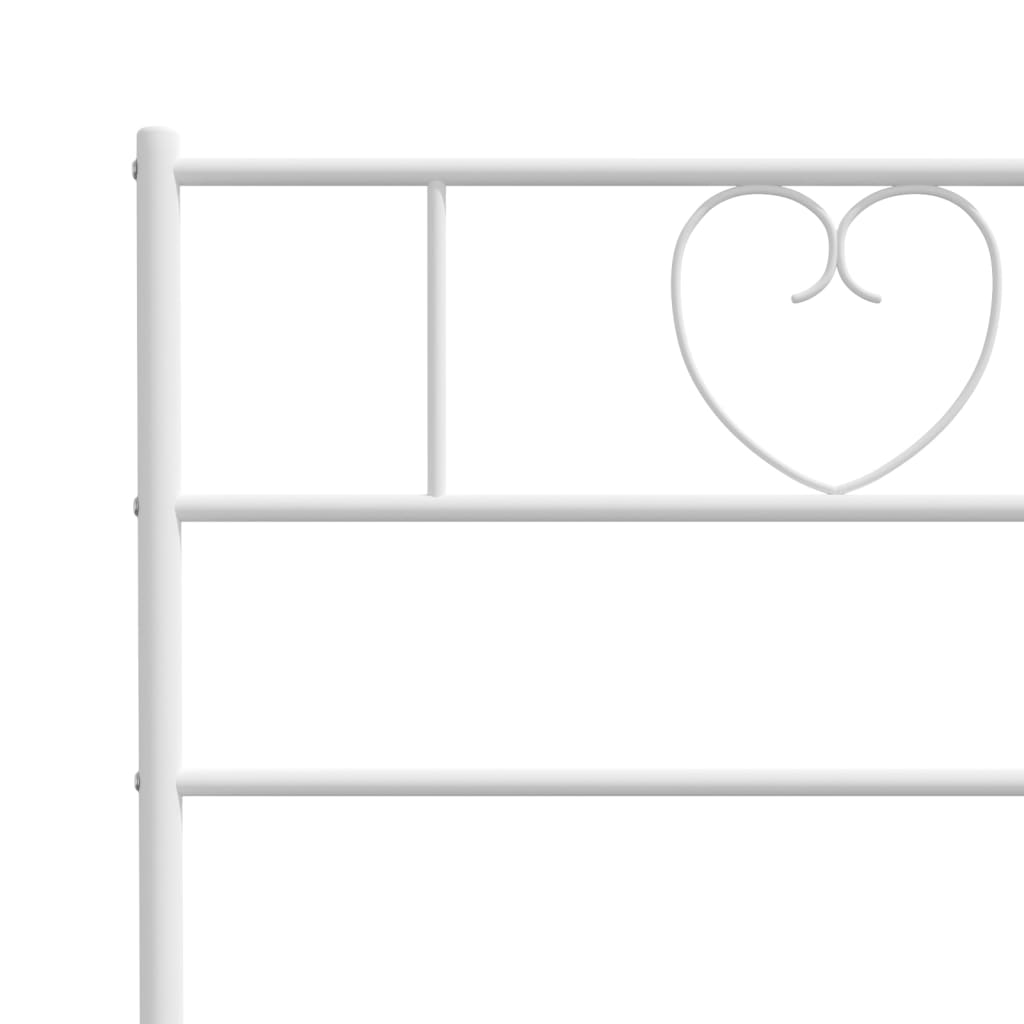 White metal bed frame with heartshaped headboard