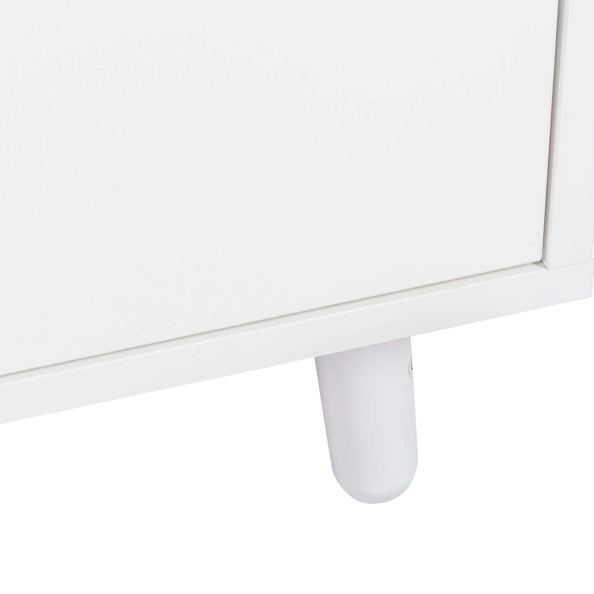 White dresser drawer with tapered wooden leg