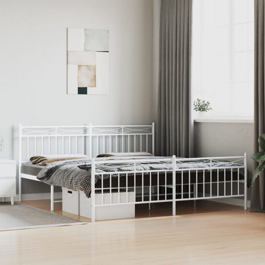 White metal twin bed frame with ornate headboard and footboard ideal for a minimalist bedroom