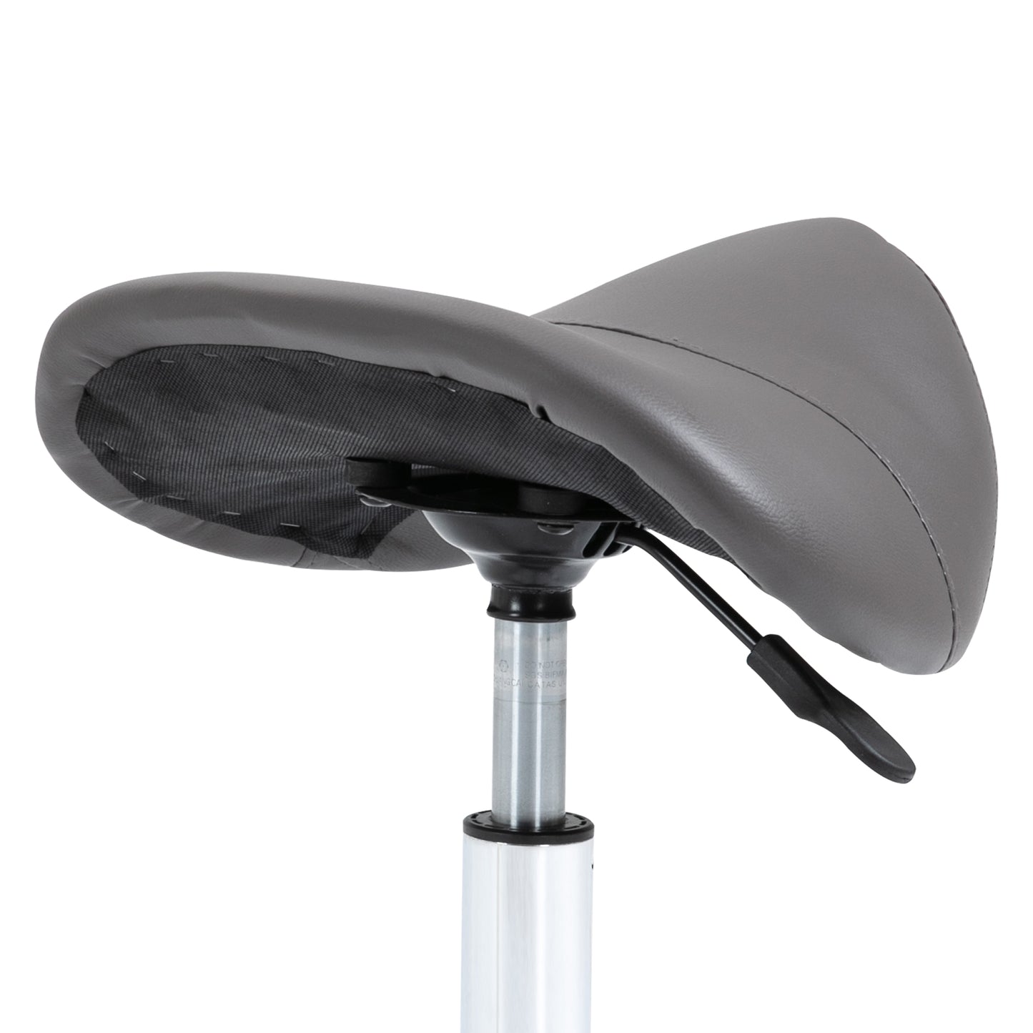 Gray ergonomic office chair seat with adjustable lever