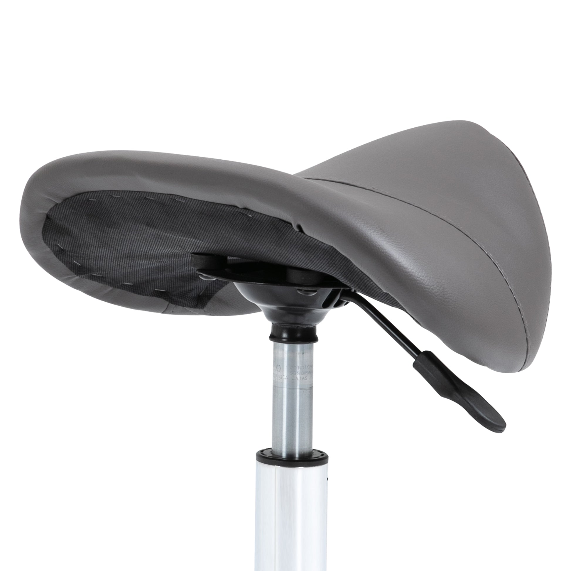 Gray ergonomic office chair seat with adjustable lever