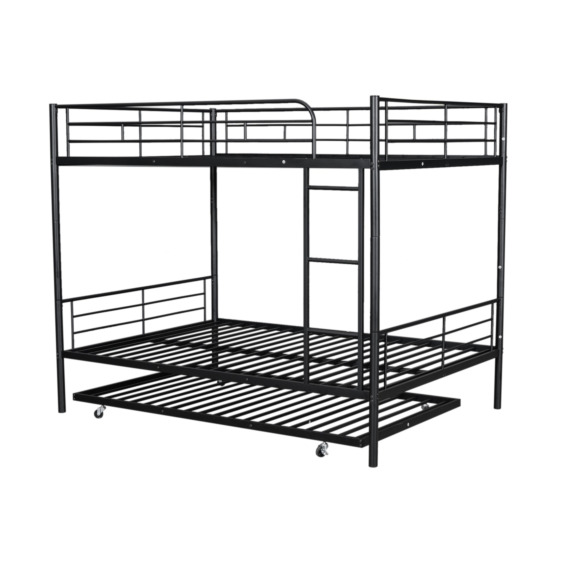 Black metal bunk bed with pullout trundle