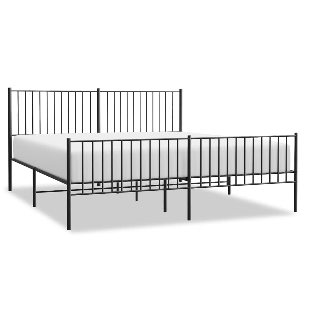 Line drawing of a metal twin bed frame with detailed dimensions