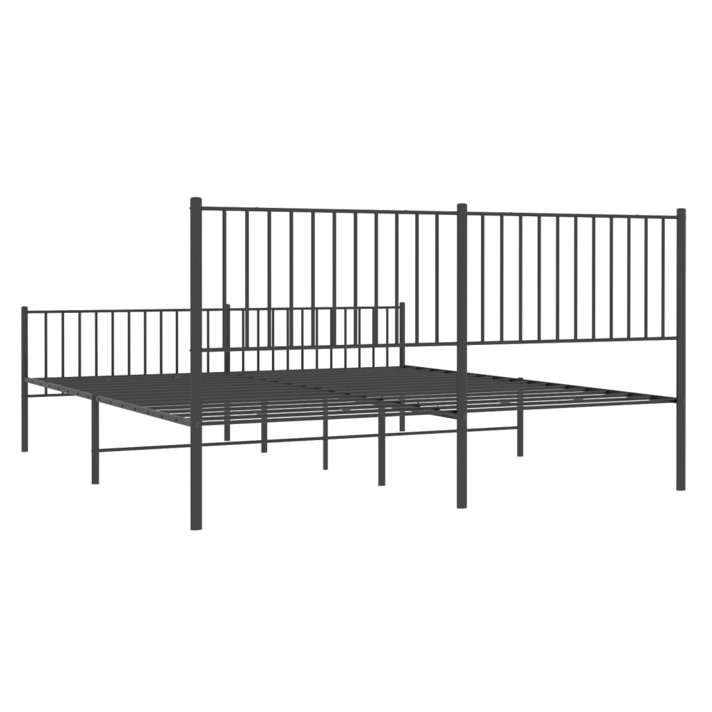 Black metal twin bed frame with slatted support