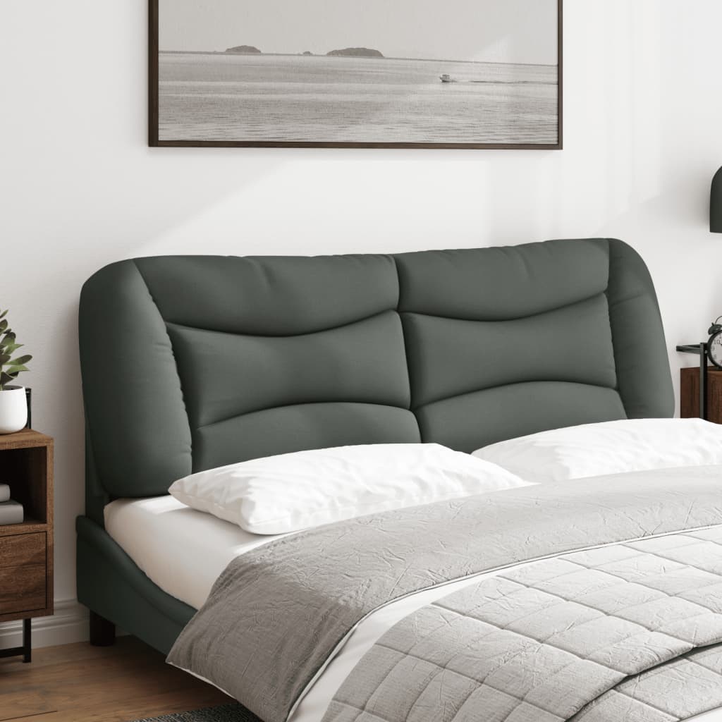 Dark grey upholstered headboard with channel tufting