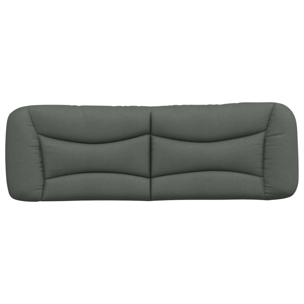 Dark grey upholstered headboard with cushioned sections