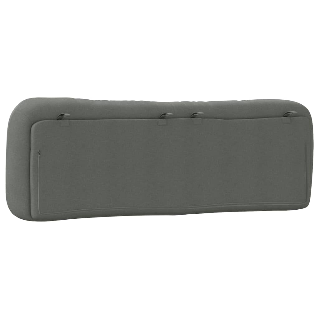 Dark grey upholstered headboard with diamond tufting
