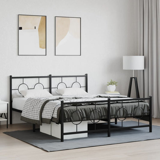 Black metal twin bed frame with circular headboard design and underbed storage drawers