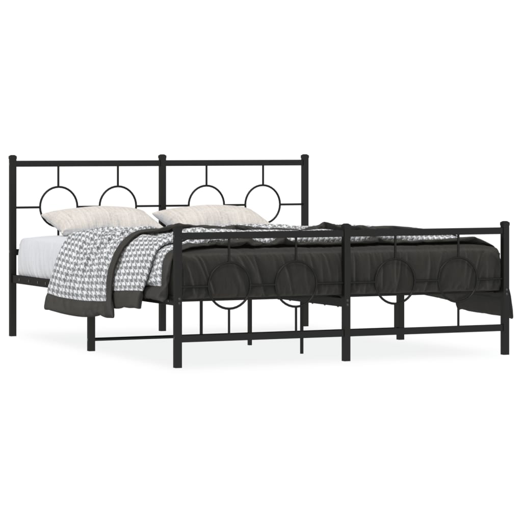 Metal daybed with circular headboard accents and detailed dimensions