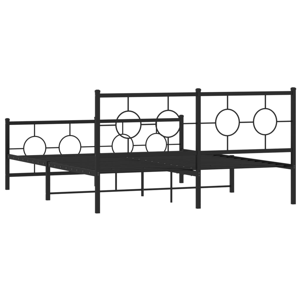 Black metal twin bed frame with decorative geometric headboards and footboards