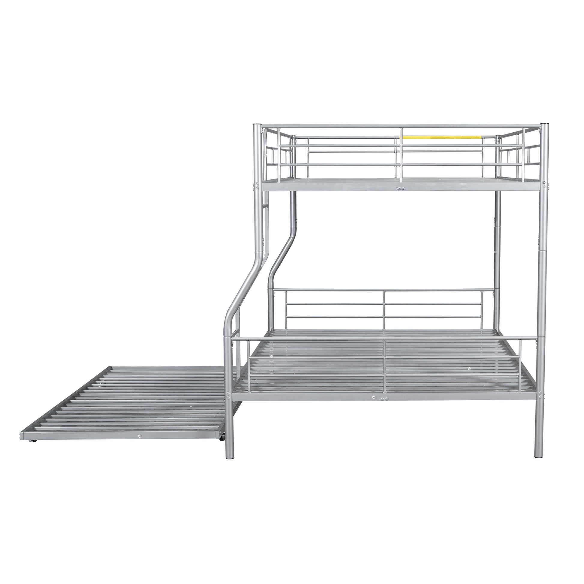 Silver metal bunk bed with trundle