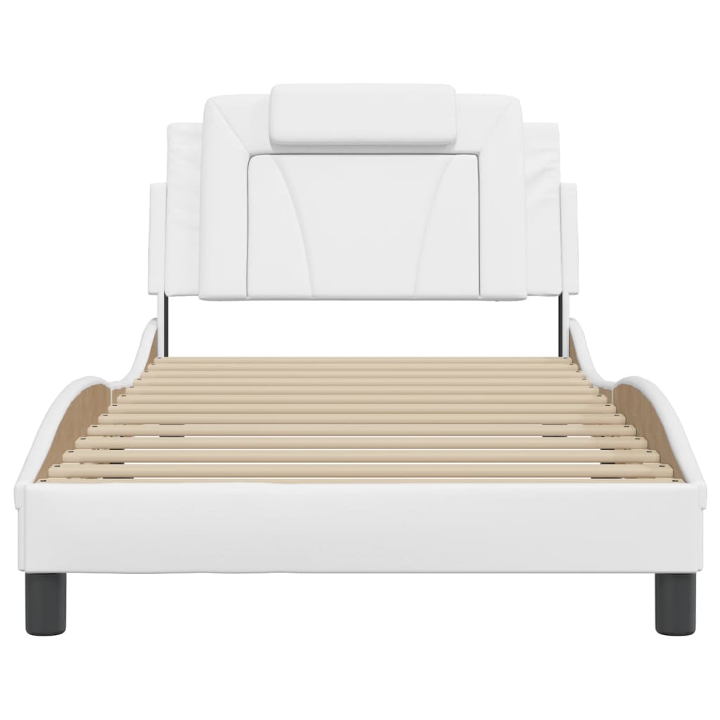 White leather headboard with adjustable pillow and side panels