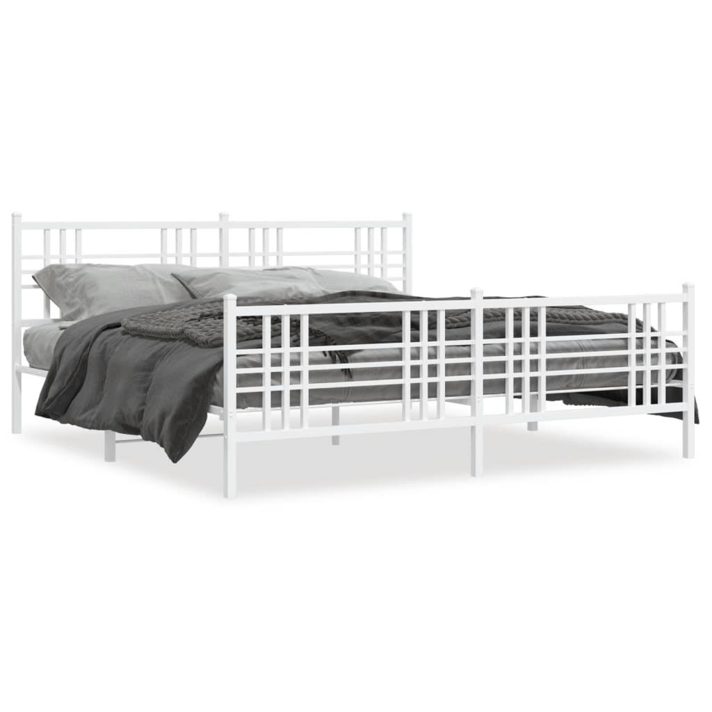 White metal daybed frame with slatted base and side rails
