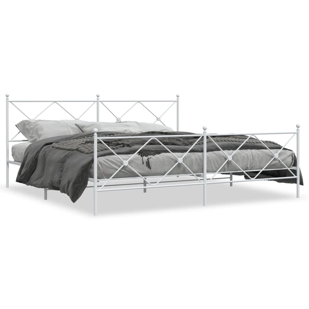 Black metal bed frame with diamond pattern headboard and footboard