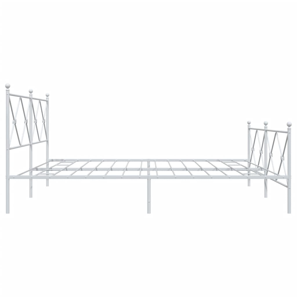 White metal bed frame with ornate diamond pattern headboard