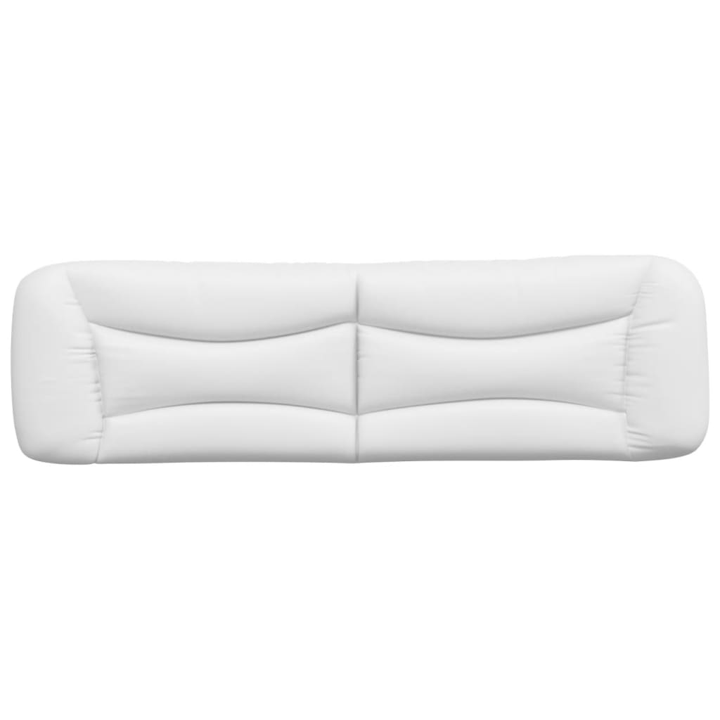 Modern white leather bed frame with a plush segmented headboard