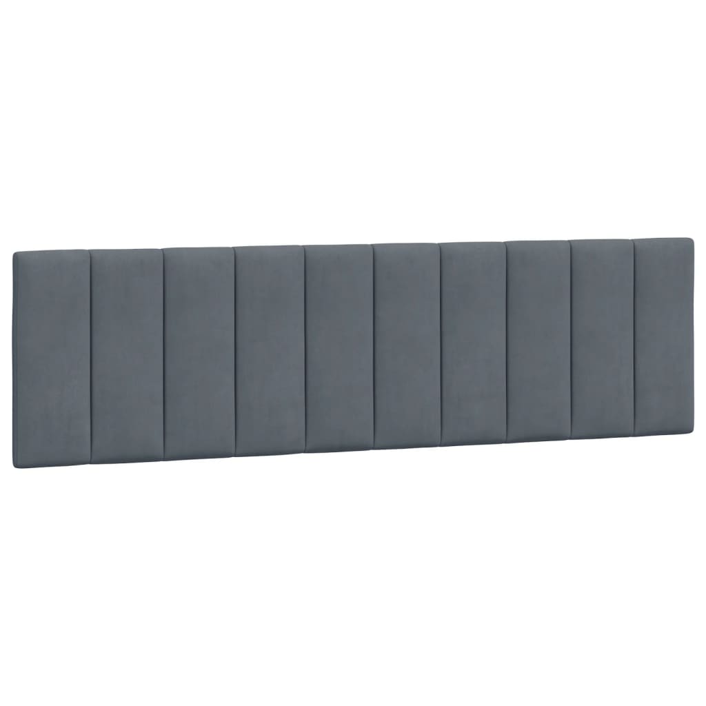 Diagram of a padded headboard in neutral gray  cm long