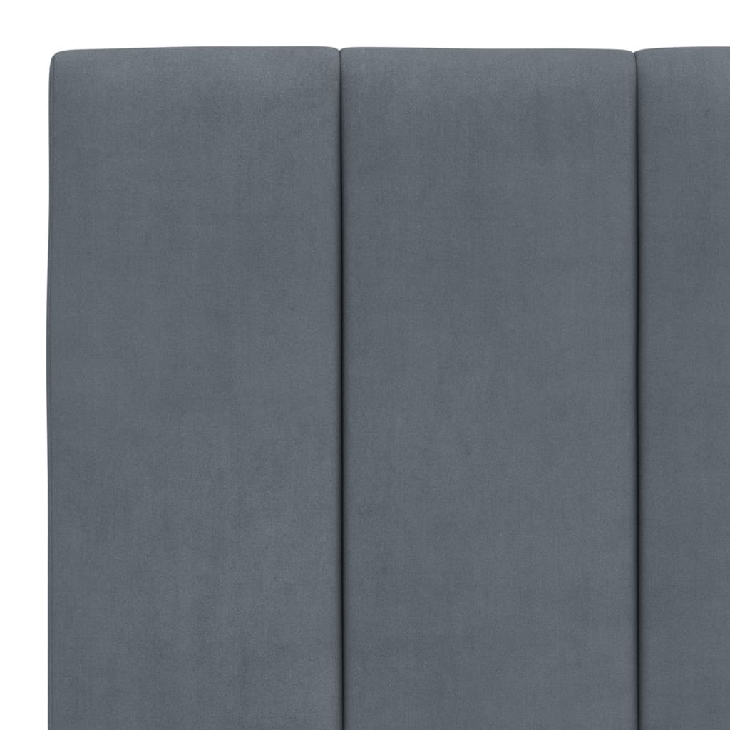 Dark grey upholstered headboard with four circular loop attachments