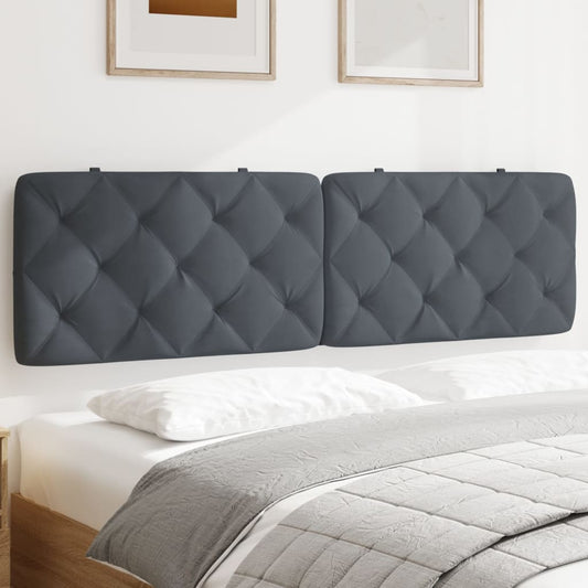 Two upholstered dark gray headboard panels with diamond tufting for a modern bedroom