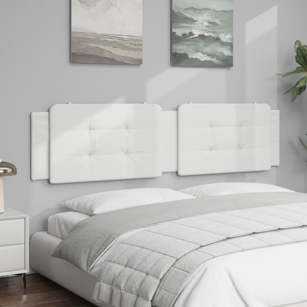 White tufted faux leather bed headboard panels