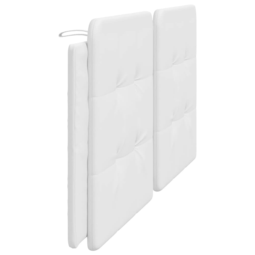 White tufted faux leather headboard panels with rounded corners