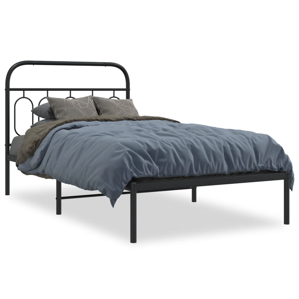 Metal bed frame with decorative headboard and side rails cm x cm