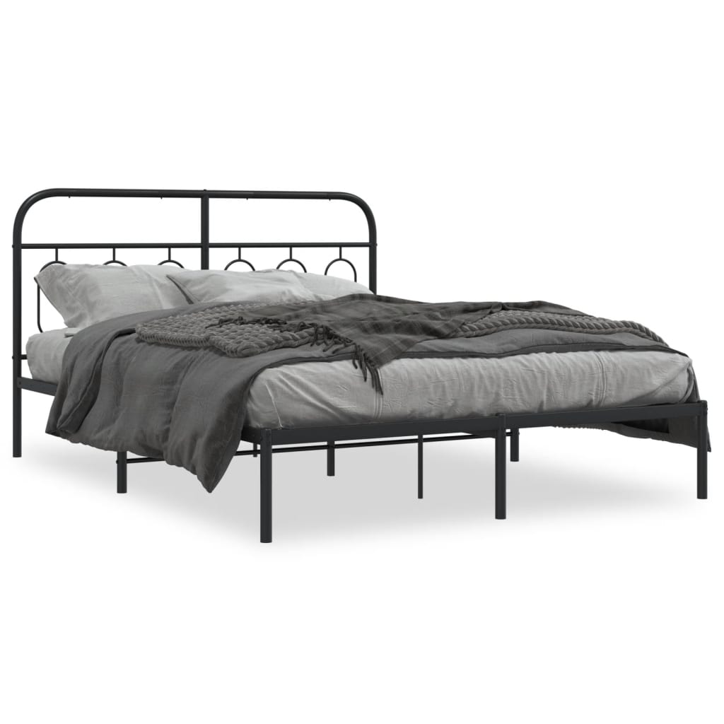 Metal bed frame with ornamental headboard and slatted base  cm width
