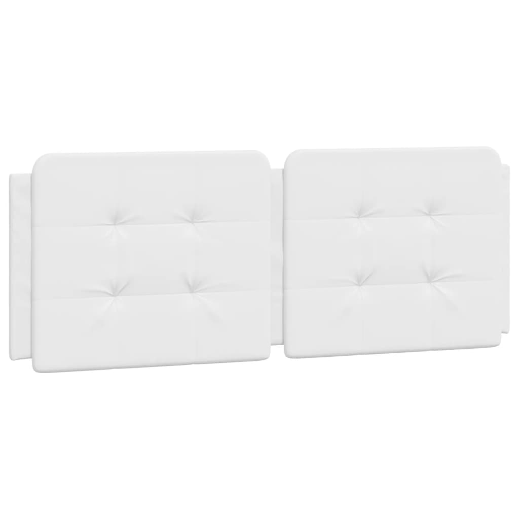 Modern white faux leather platform bed frame with curved headboard and wooden slats