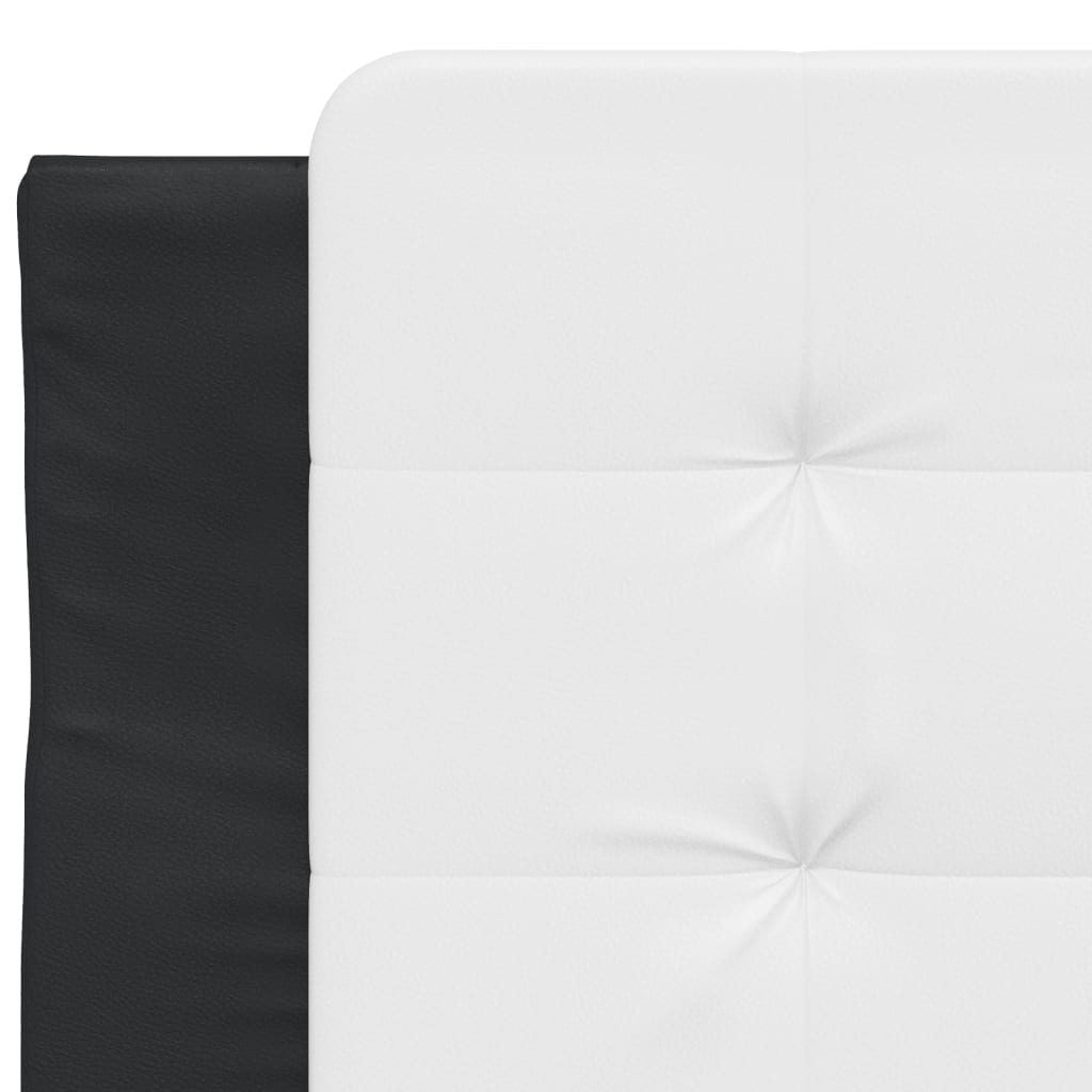 Tufted white faux leather headboard with black side panels
