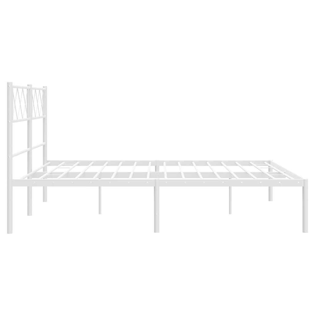 White metal bed frame with diamond pattern headboard