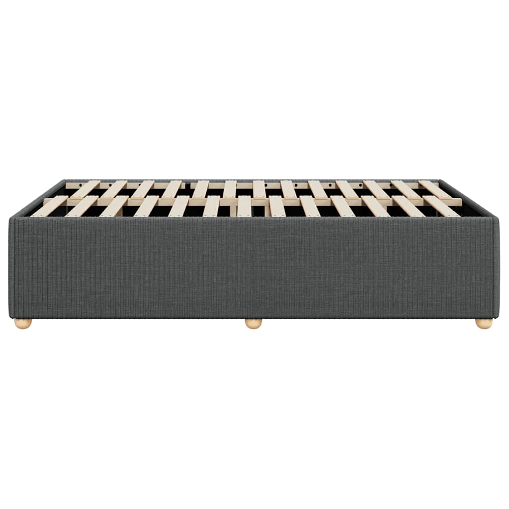 Dark gray upholstered divan bed base with wooden slats