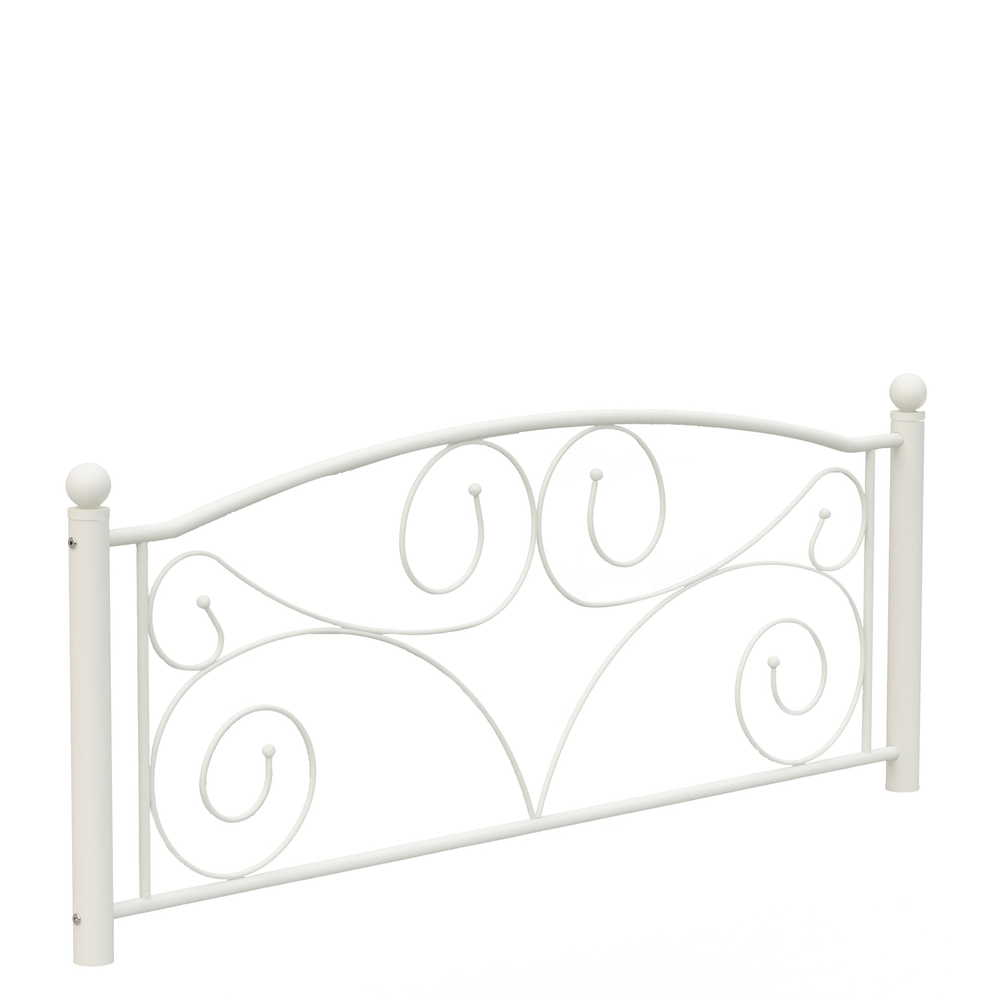 White metal ornate headboard with scrollwork