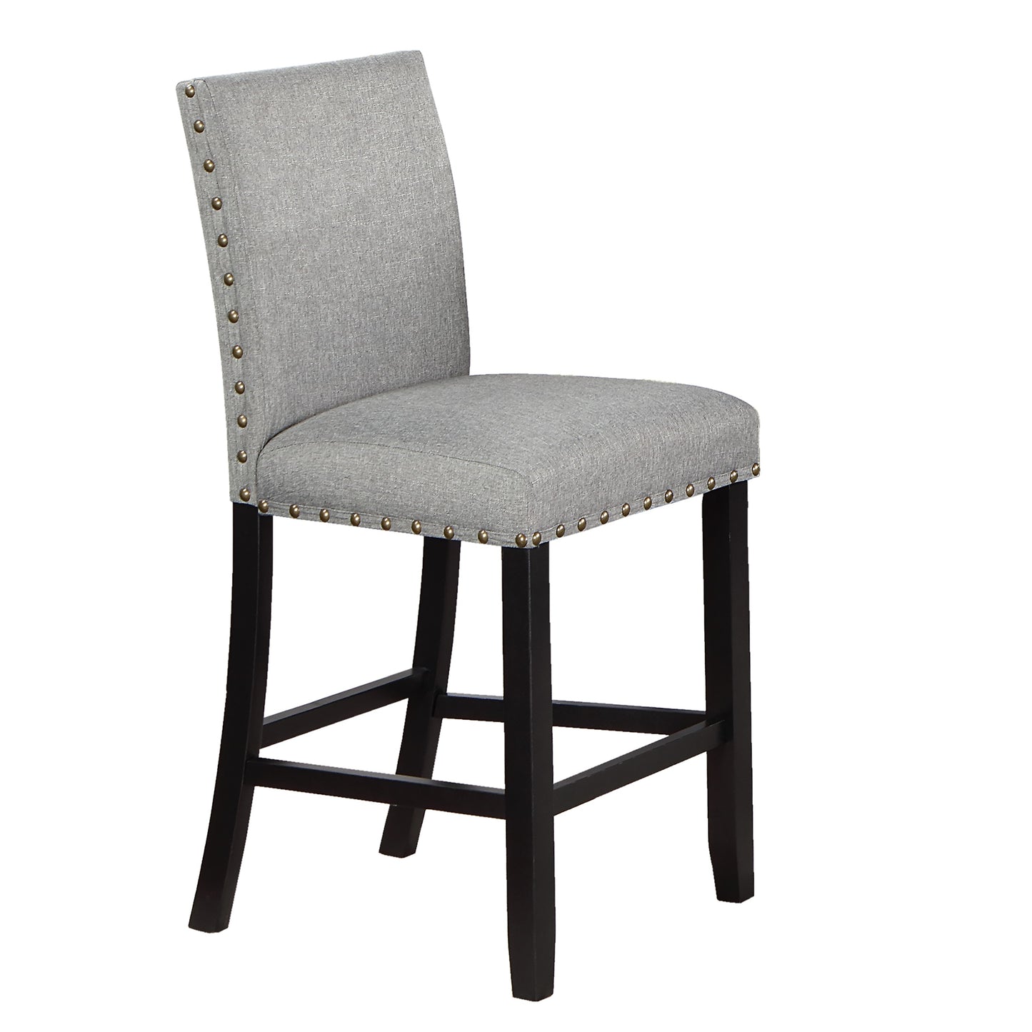 TREATLIFE HOME Modern Counter Height Dining Chairs with Plush Cushions, Set of 2, Grey Upholstered with Nailhead Trim
