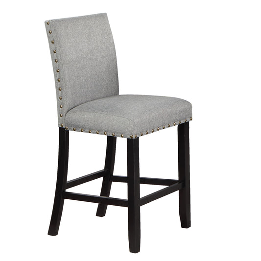 TREATLIFE HOME Modern Counter Height Dining Chairs with Plush Cushions, Set of 2, Grey Upholstered with Nailhead Trim