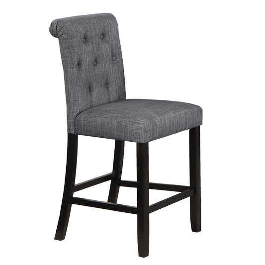 TREATLIFE HOME Set of 2 Contemporary Counter Height Dining Chairs, Charcoal Fabric with Plush Cushion and Tufted Back