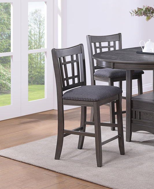 TREATLIFE HOME Set of 2 High Chairs for Dining Room Furniture, Gray Solid Wood and Upholstered Cushioned Design