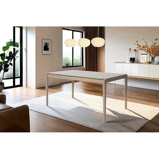 TREATLIFE HOME Dining Table, Mid-Century Modern Design with Slat Paneling, Light Ash Finish, Seats Up to 6, 68.25" W x 33.5" D x 30.5" H