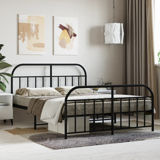Rustic iron bed frame with arched headboard and footboard