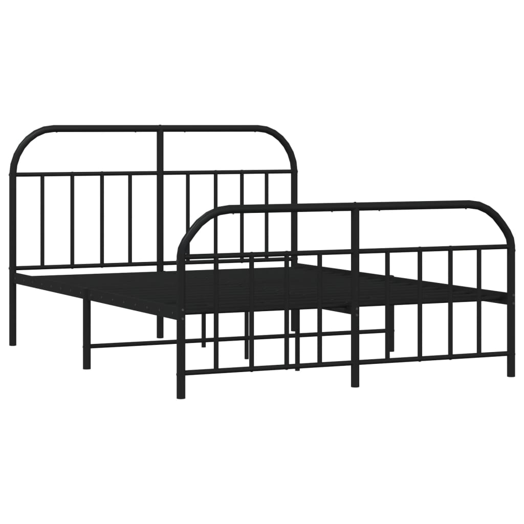 Black metal twin bed frame with arched headboard and footboard