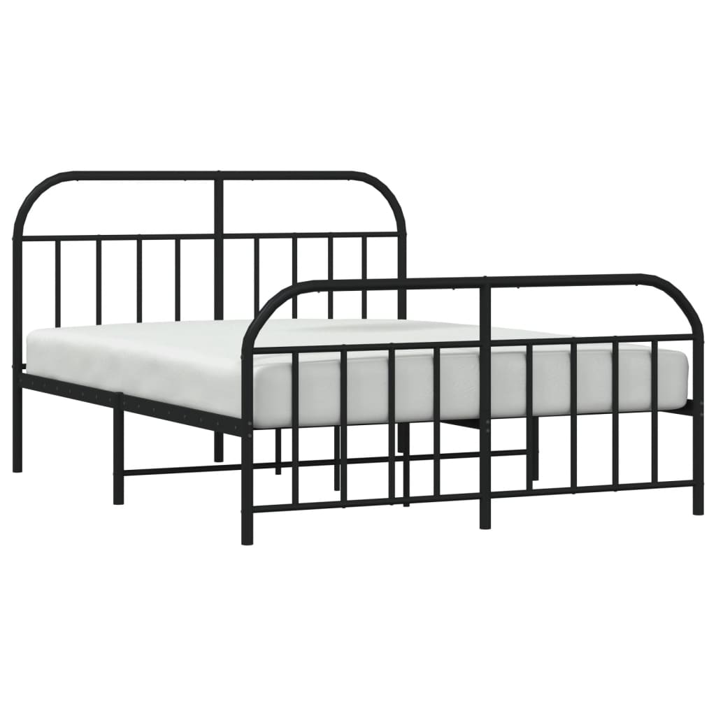 Modern grey metal full bed frame with rounded headboard and footboard