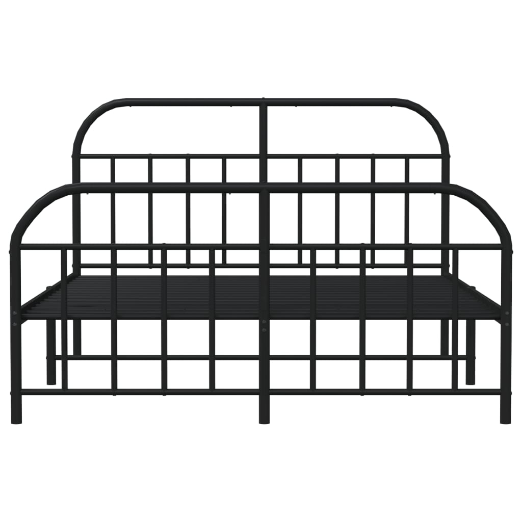 Black metal twin bed frame with arched headboard and footboard