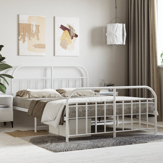 Classic white metal bed frame with arched headboard and footboard