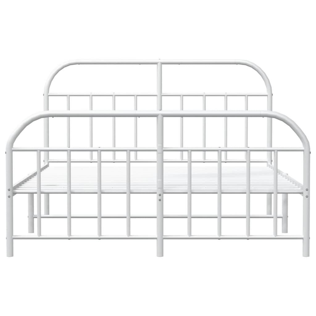 White metal bed frame with arched headboard and footboard