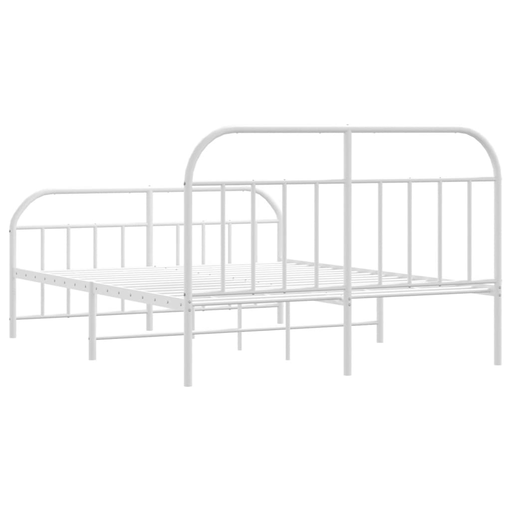 White metal twin bed frame with slatted support