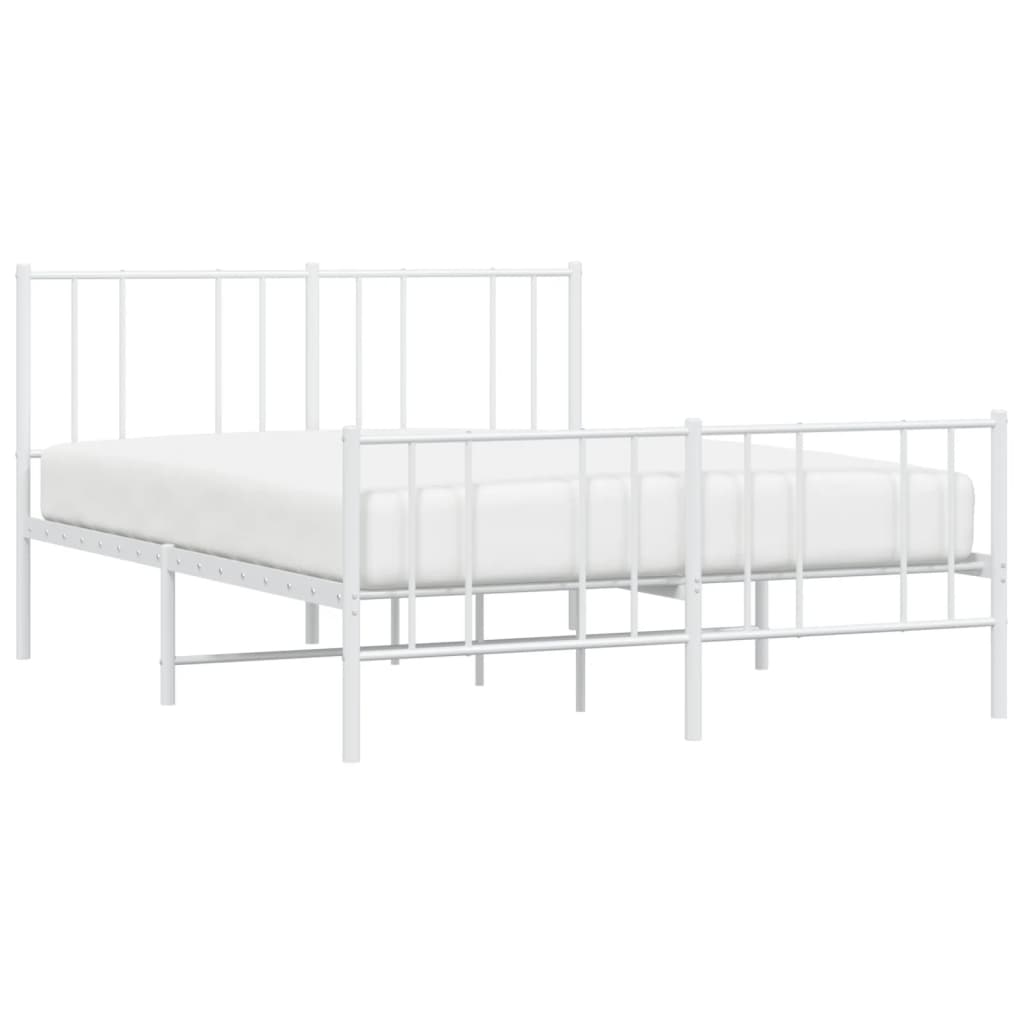 White metal bed frame with slatted support