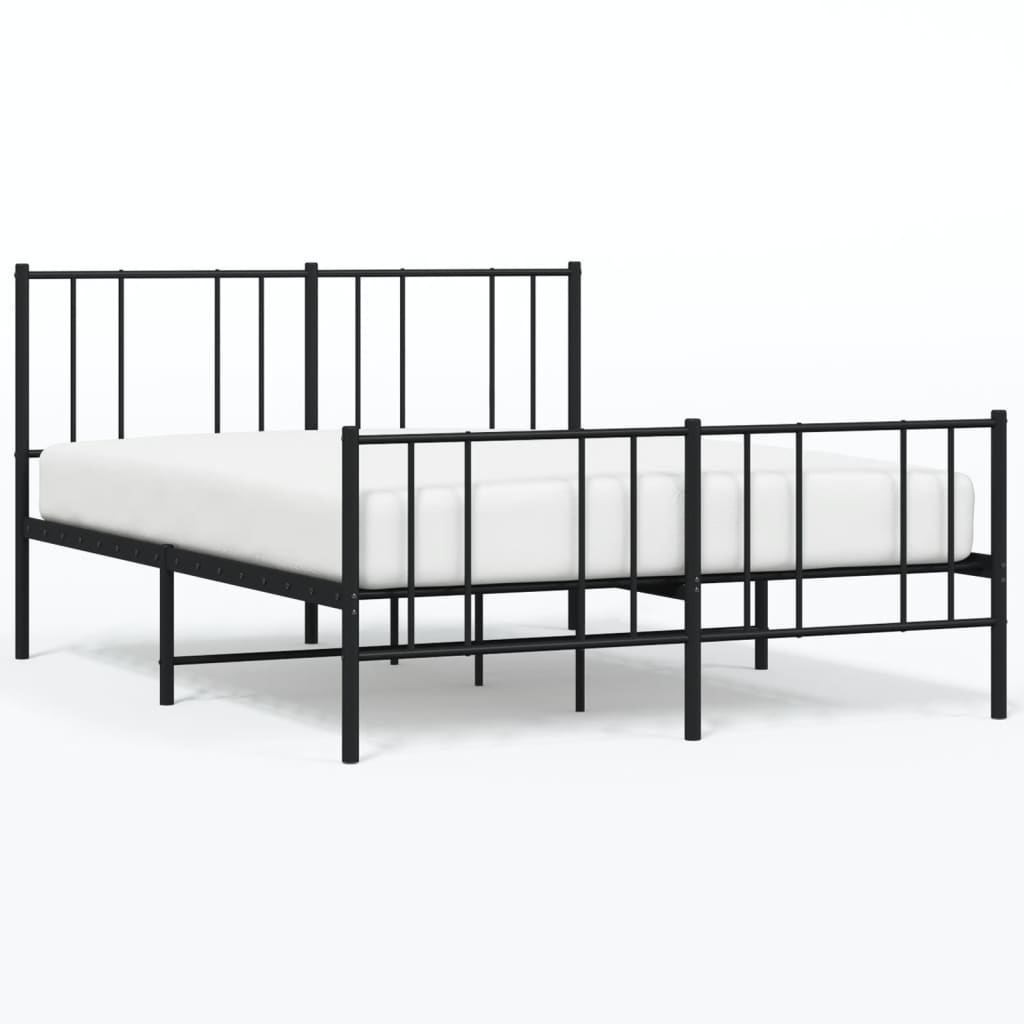 Metal platform bed frame with headboard and footboard