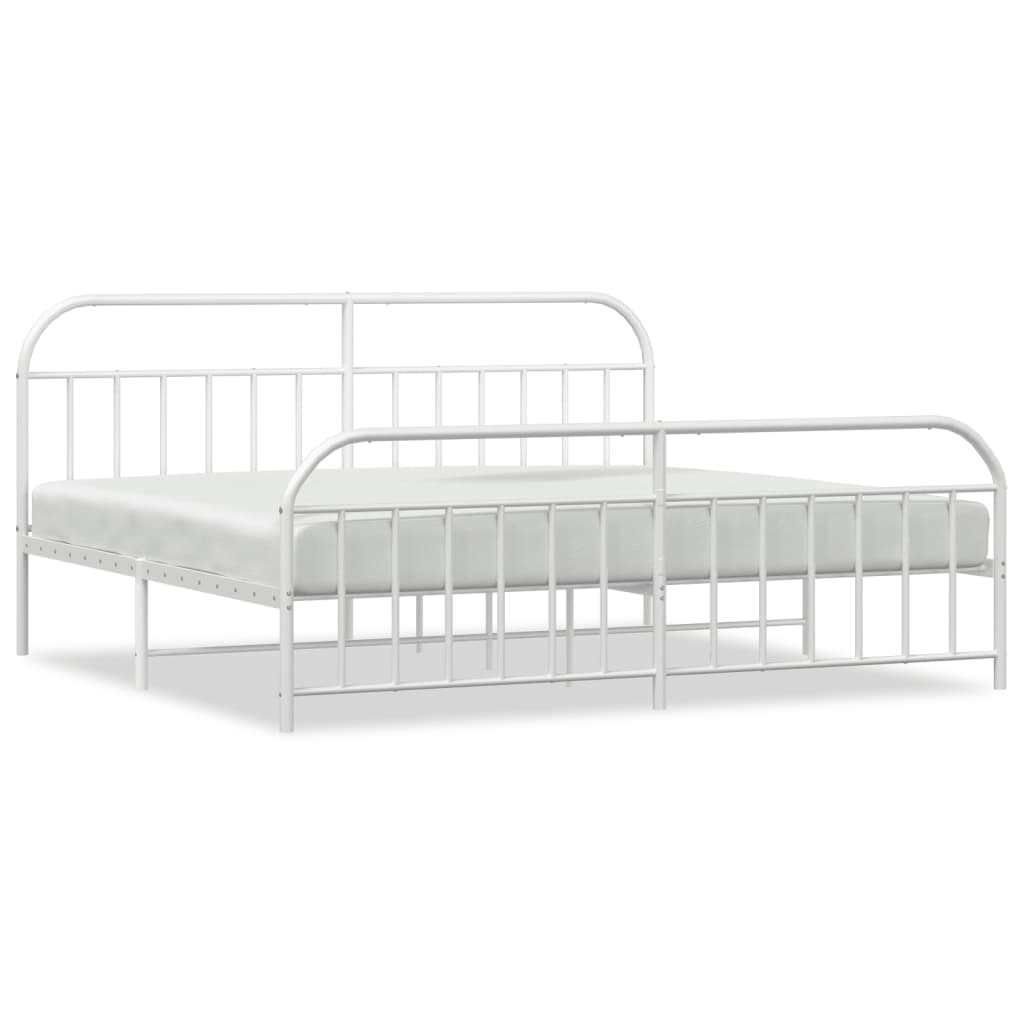 White metal daybed with ornate scrollwork and slatted base showing dimensions for bedroom use